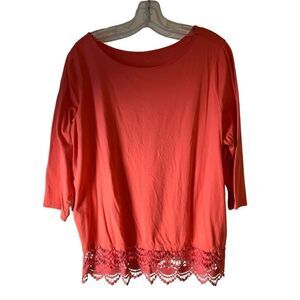 St John’s Bay Lace Trimmed Orange Tee 1X
